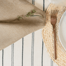 Round Black Lined Linen Tablecloth 132''