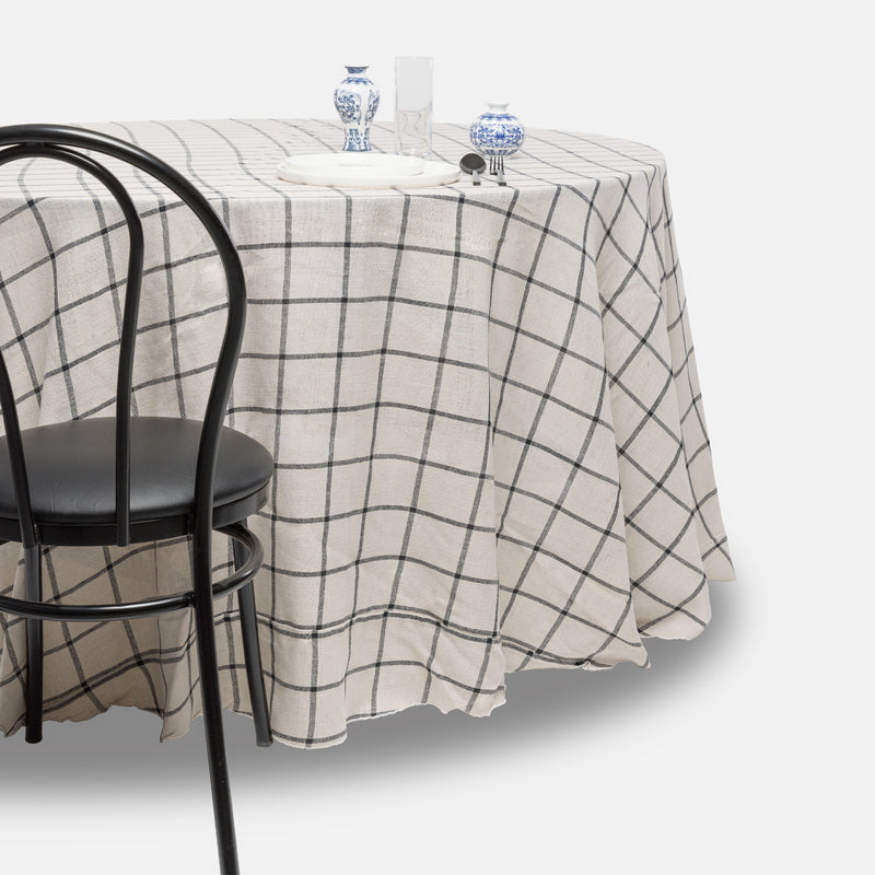 Nappe Coffre Carreaux noir - Lin