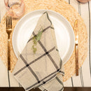 Serviette Lin Carreaux Noir - Paquet de 2