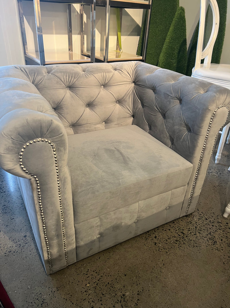 Gray Velvet Armchair