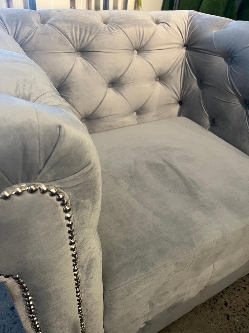Gray Velvet Armchair