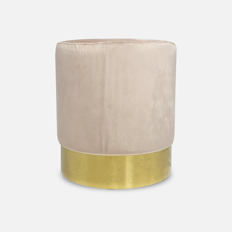 Pouf rond or velours beige vente mobilier