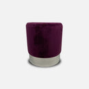 Pouf argent velours aubergine vente mobilier