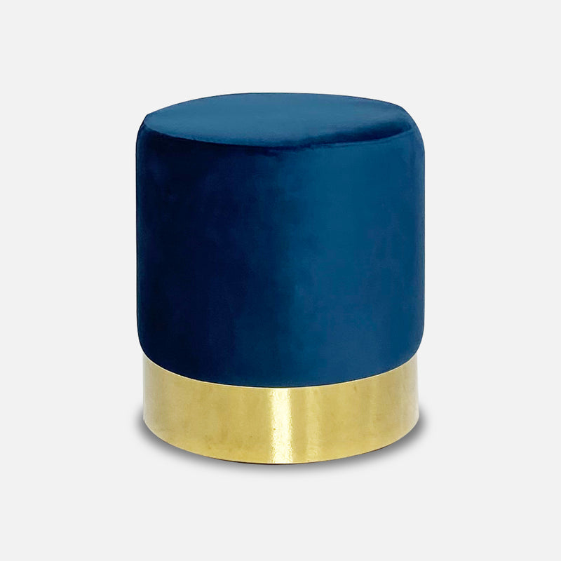 Pouf rond or velours bleu vente mobilier