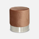 Pouf rond argent velours brun vente mobilier