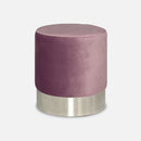 Pouf rond argent velours mauve vente mobilier