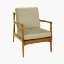 Fauteuil Vintage bois coussin beige vente mobilier