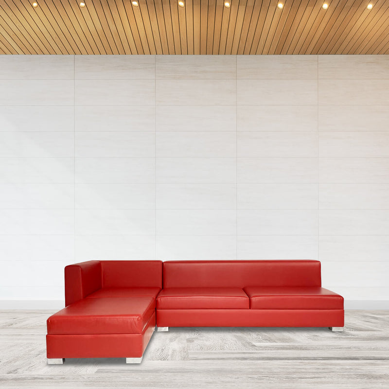 Divan sectionnel cuir rouge meuble usagé
